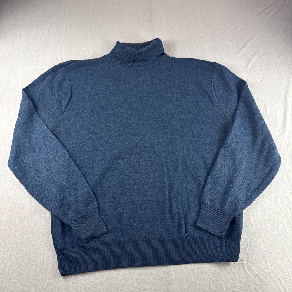Vintage 70s Sears Mens Store Turtleneck Blue M Sweater Grandpa Sweatshirt Preppy